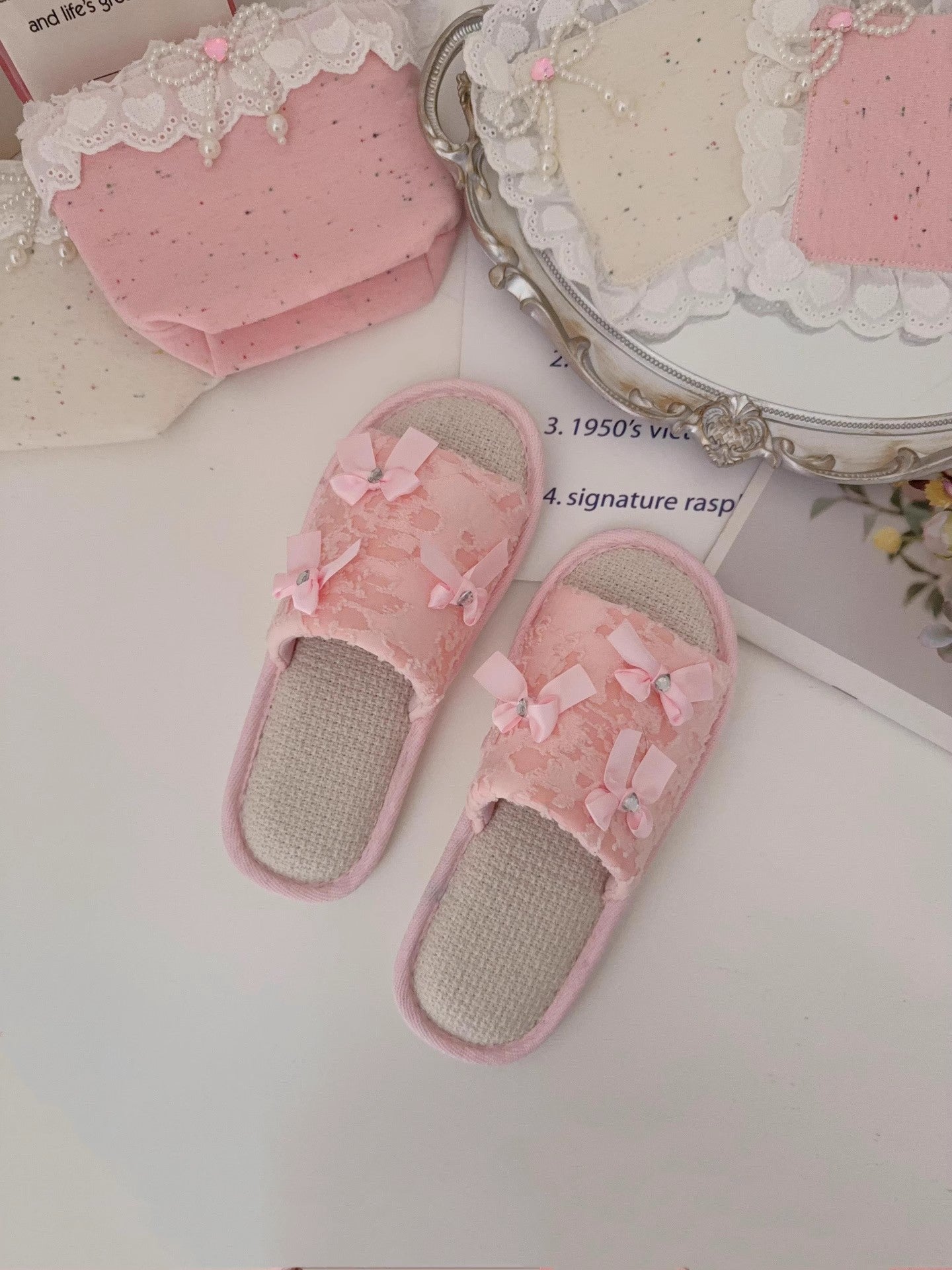 Coquette Fairy Bow Lace Slippers