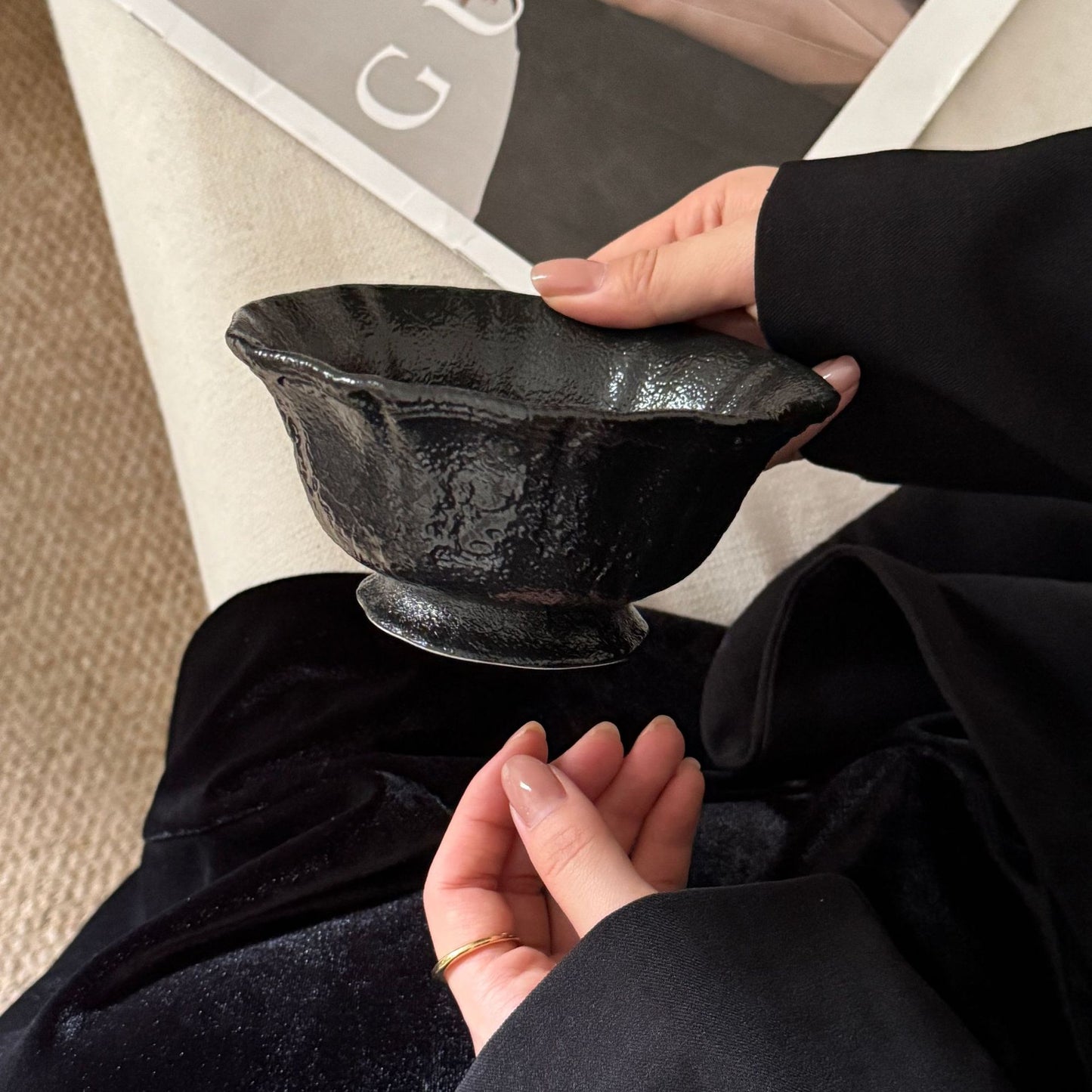 Dark Coquette Noir Ruffle Tableware Set