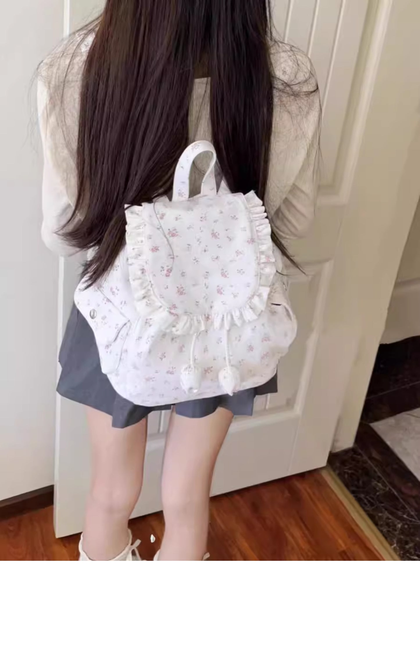 Coquette Charm of Floral Whispers and Ruffled Elegance Backpack