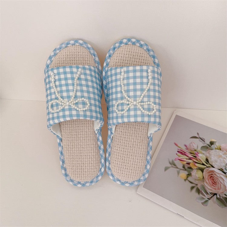 Coquette Pearls on a Gingham Day Slippers
