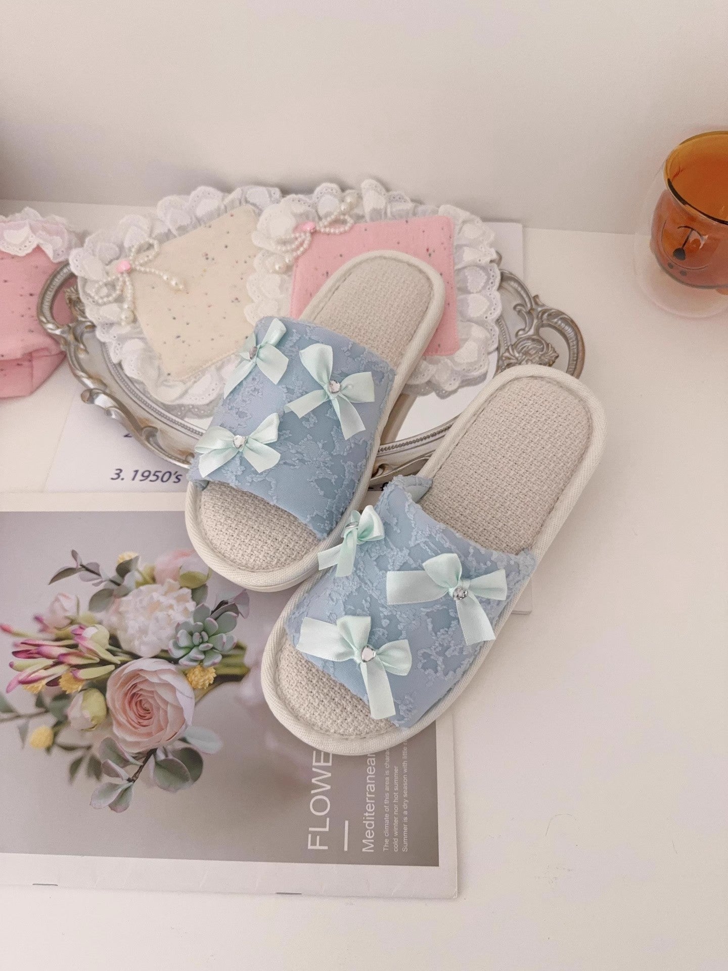 Coquette Fairy Bow Lace Slippers