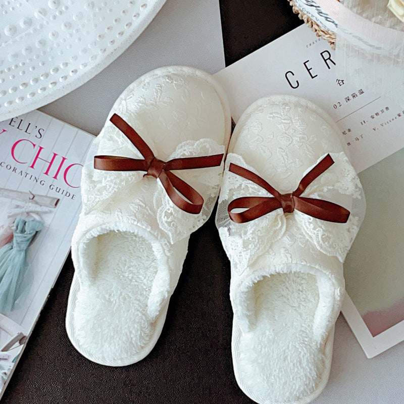 Coquette Where Petals Dream & Ribbons Dance Cotton Slippers
