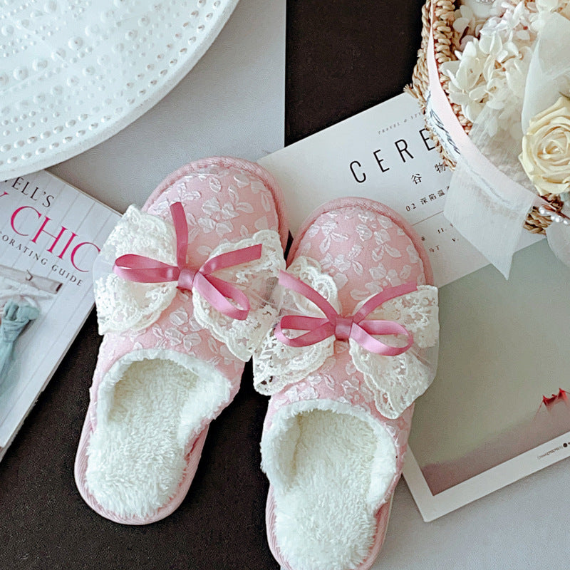 Coquette Where Petals Dream & Ribbons Dance Cotton Slippers