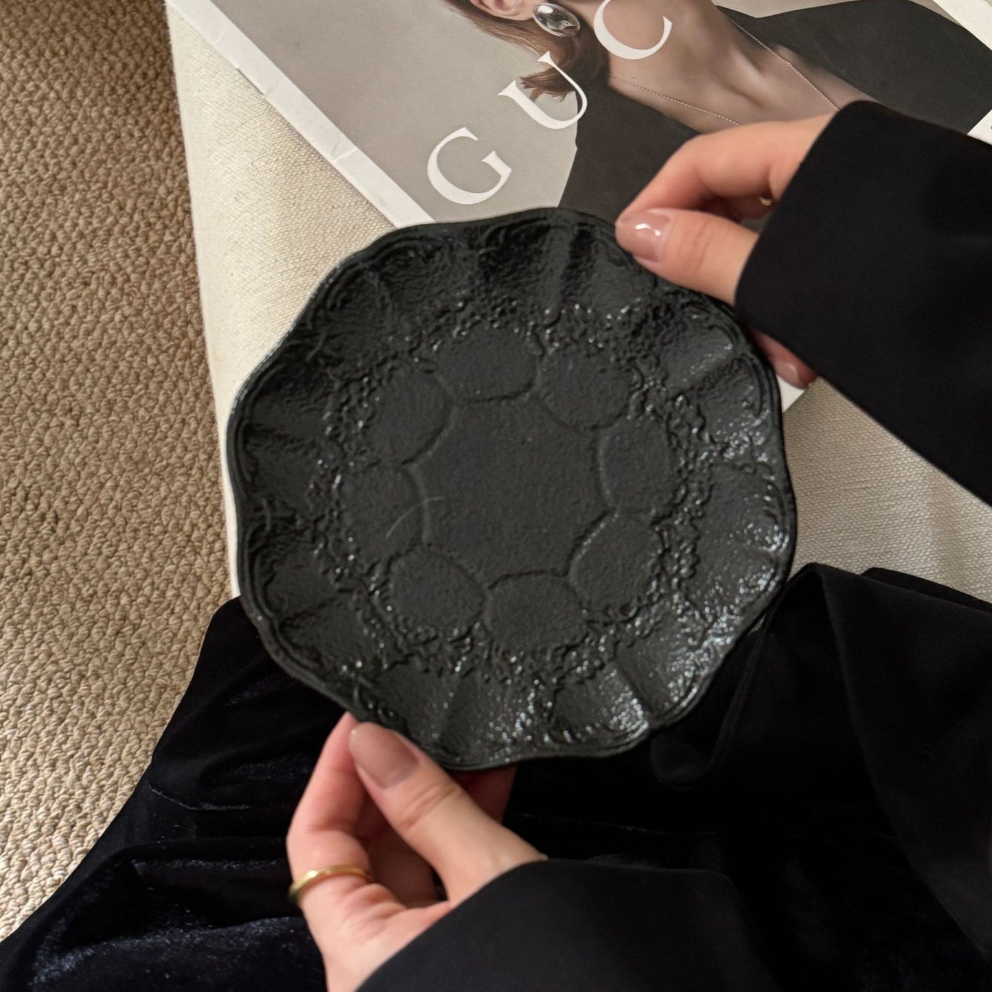 Dark Coquette Noir Ruffle Tableware Set