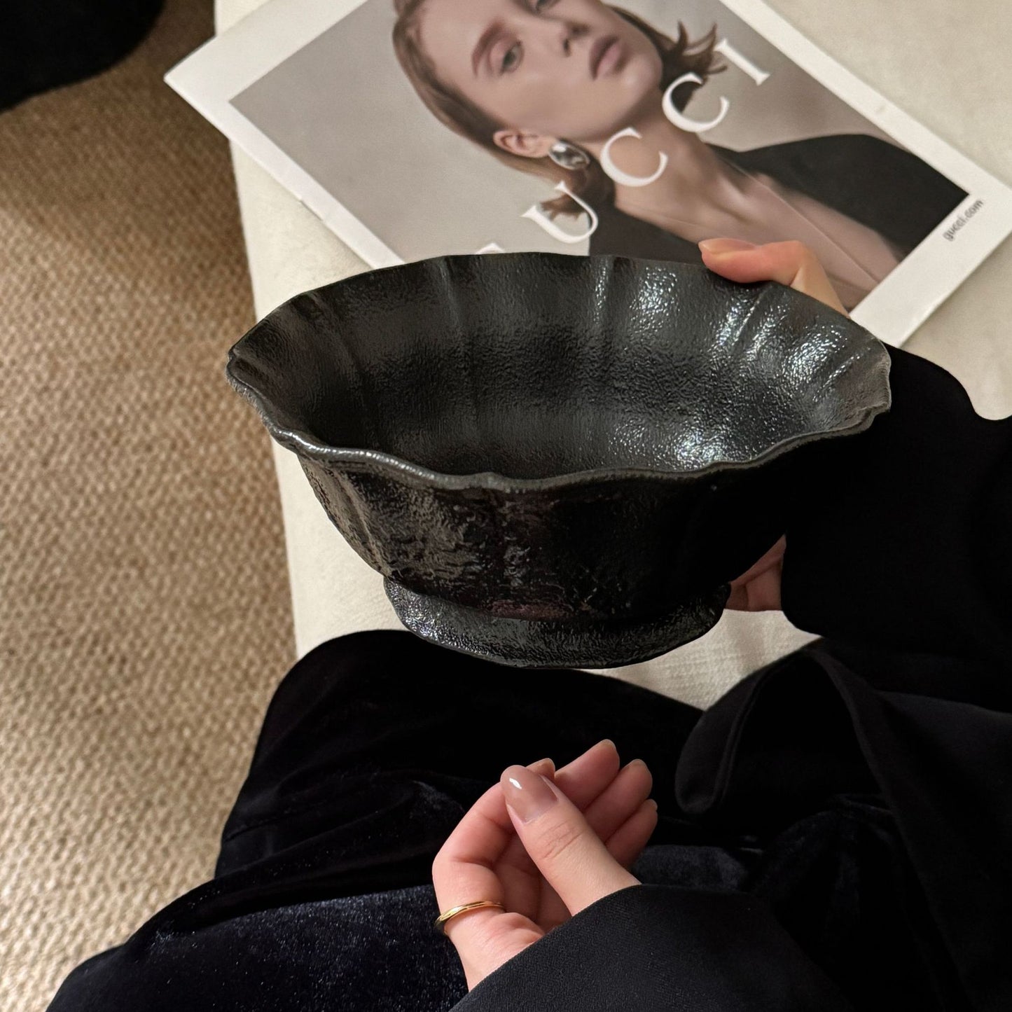 Dark Coquette Noir Ruffle Tableware Set
