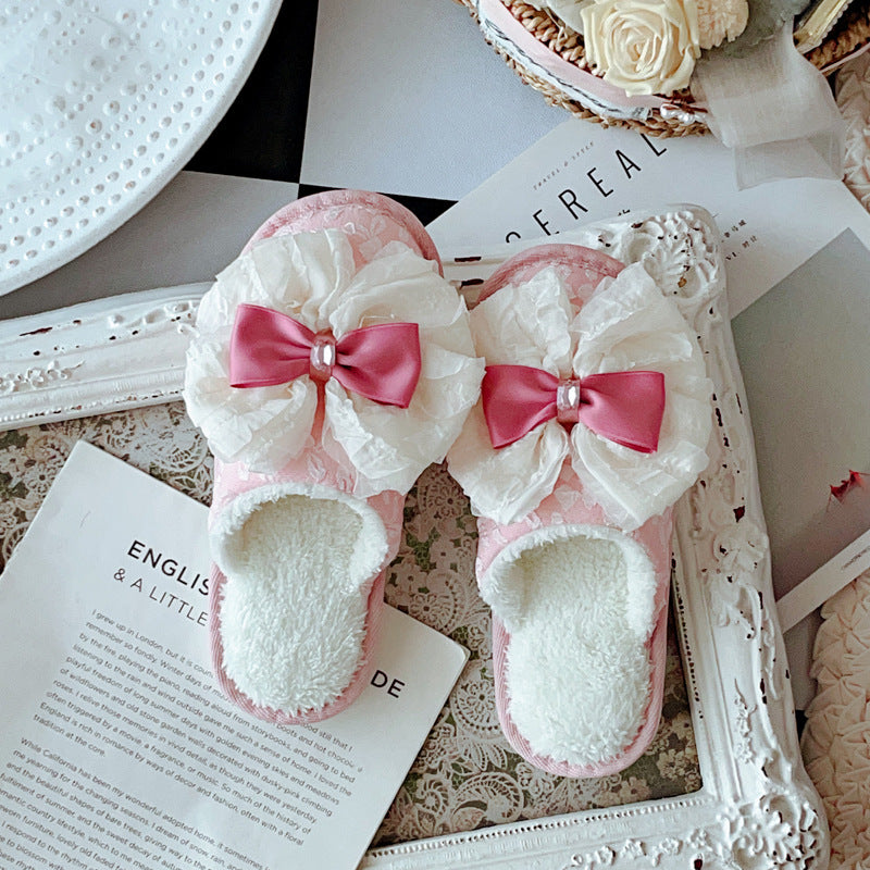 Coquette Under Cotton Ribbons the World Softens Slippers