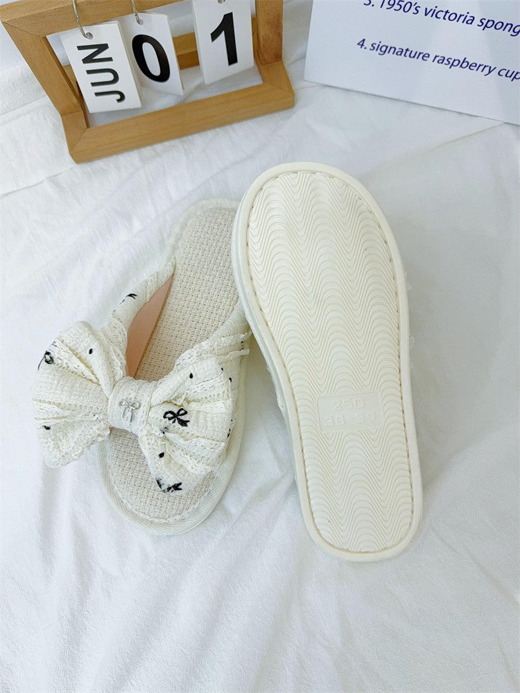 Coquette Polka Dot Ruffles and Midnight Bows Slippers