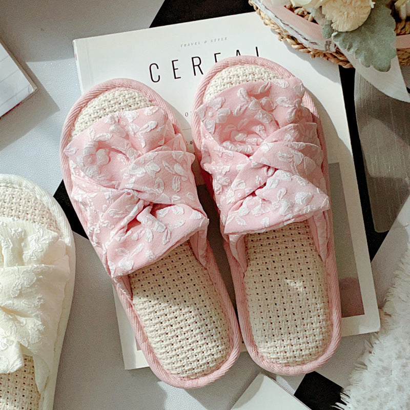 Coquette Lattice Dreams and Embroidered Bows Slippers