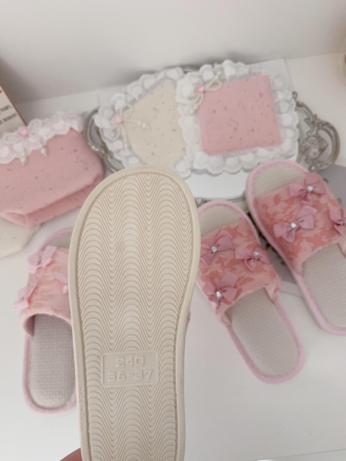 Coquette Fairy Bow Lace Slippers