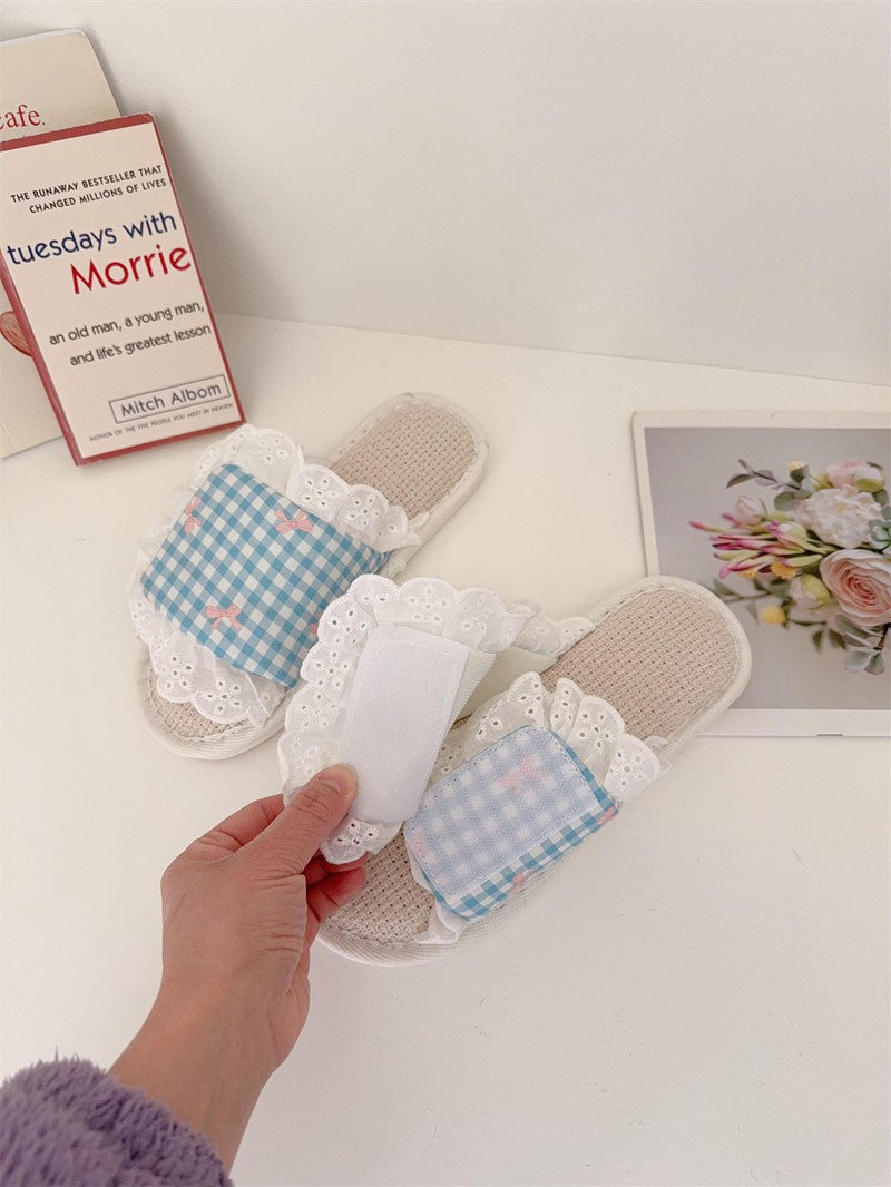 Coquette Pink Picnic Lace Slippers
