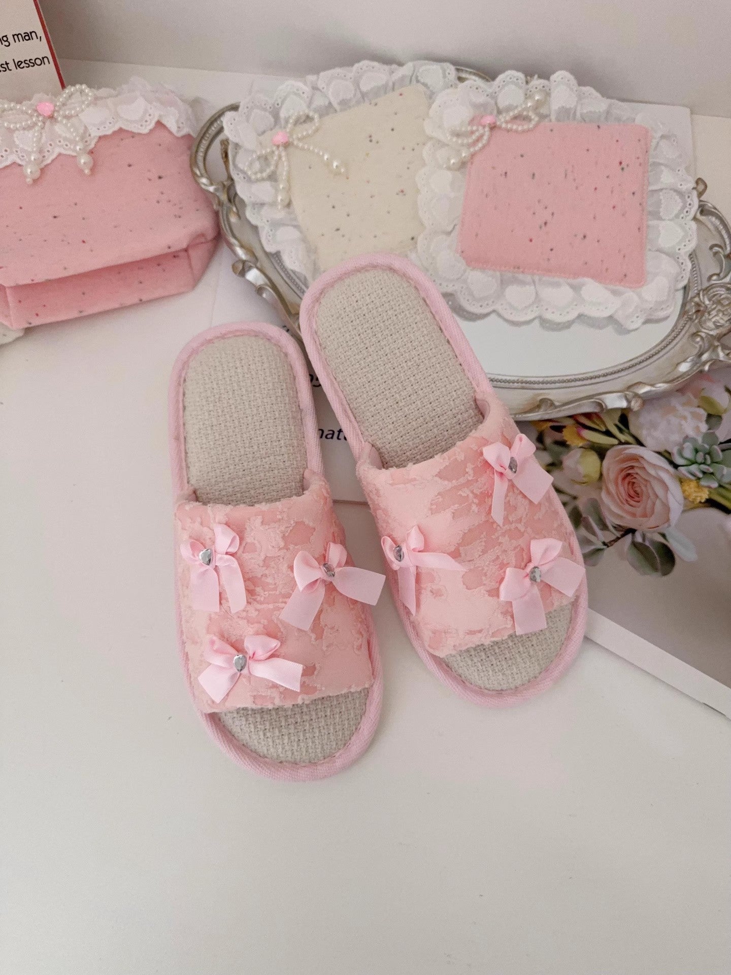 Coquette Fairy Bow Lace Slippers