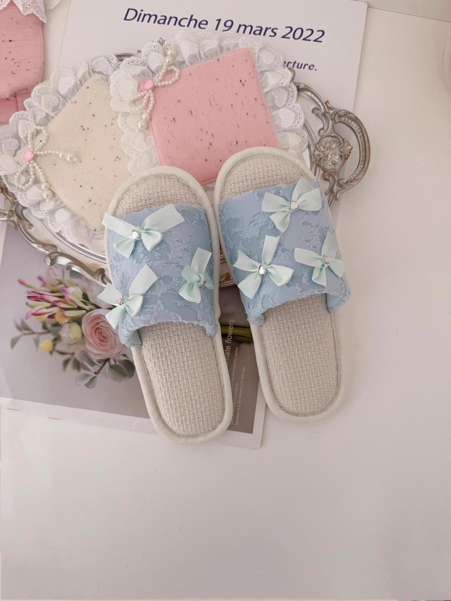 Coquette Fairy Bow Lace Slippers