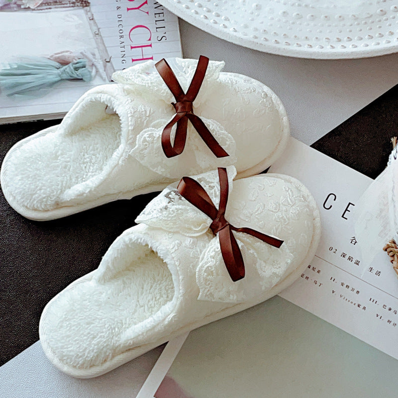 Coquette Where Petals Dream & Ribbons Dance Cotton Slippers
