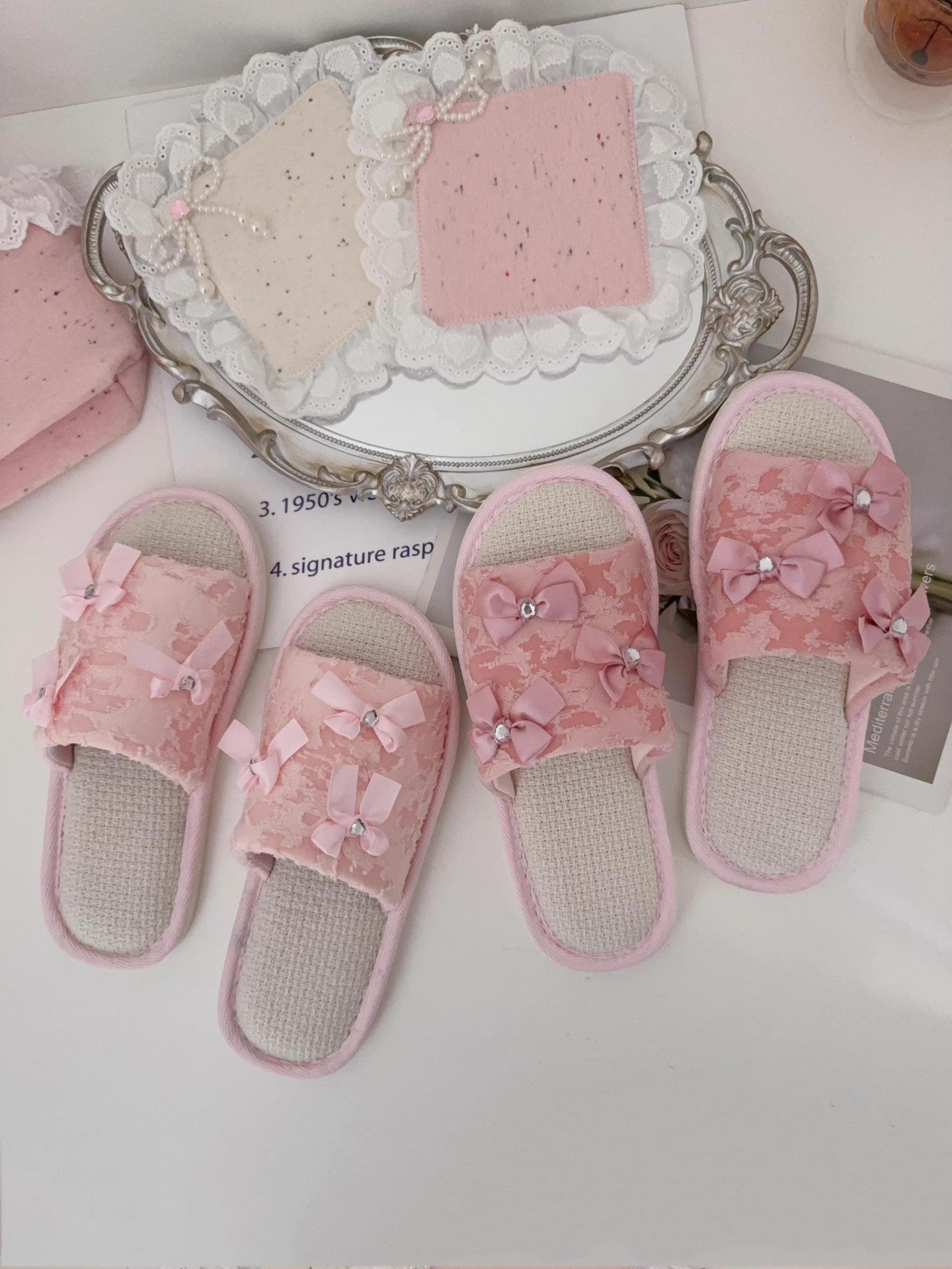 Coquette Fairy Bow Lace Slippers