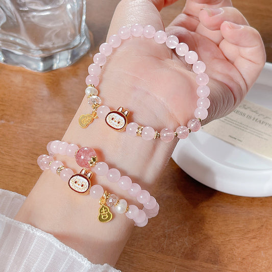 Bunny brings pink luck — Bracelet (Double Loop)