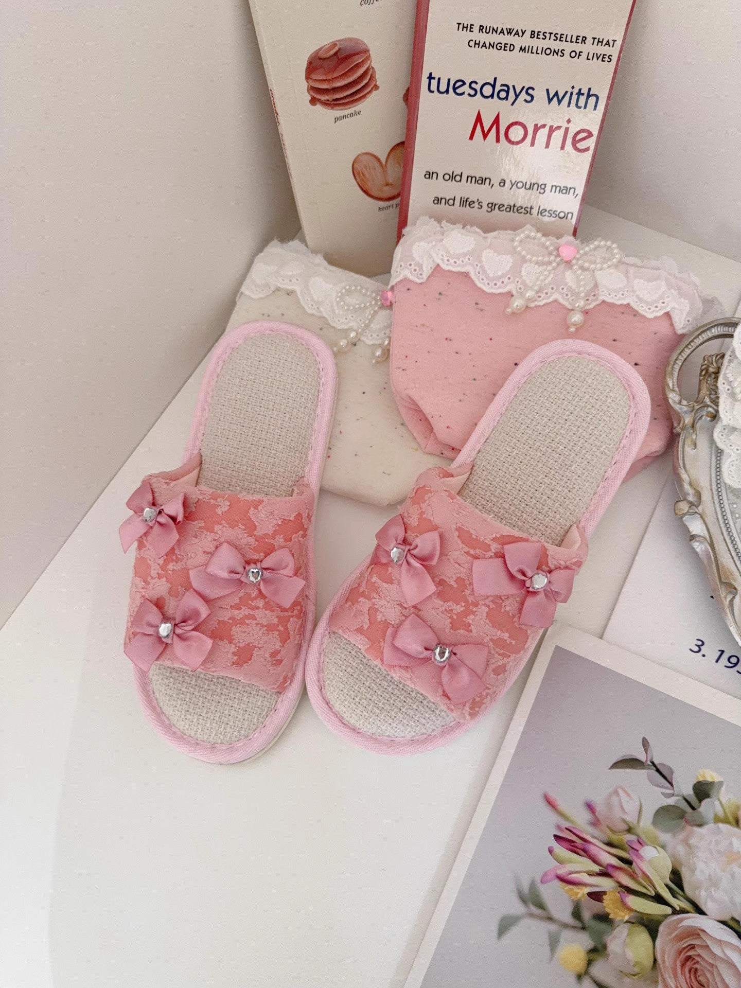 Coquette Fairy Bow Lace Slippers