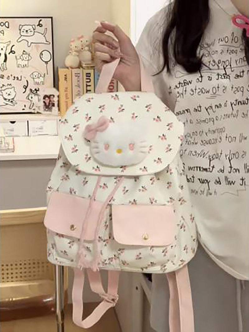 Coquette Hello Kitty Floral Charm Backpack