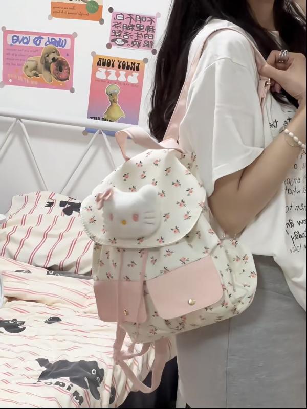 Coquette Hello Kitty Floral Charm Backpack