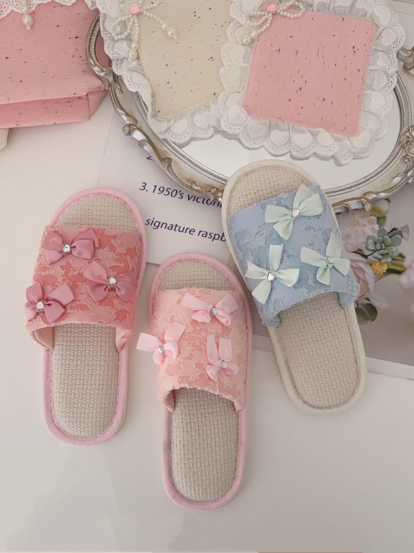 Coquette Fairy Bow Lace Slippers