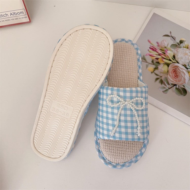 Coquette Pearls on a Gingham Day Slippers