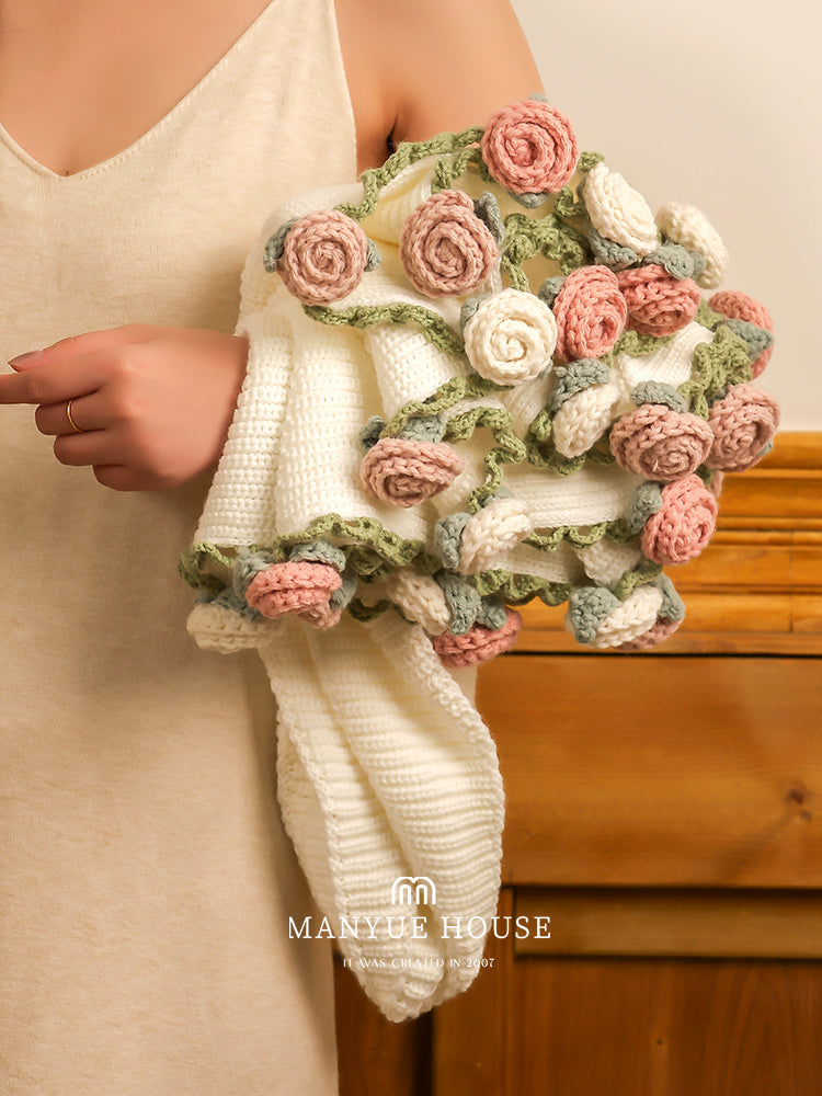 Coquette Enchanted Floral Knit Blanket