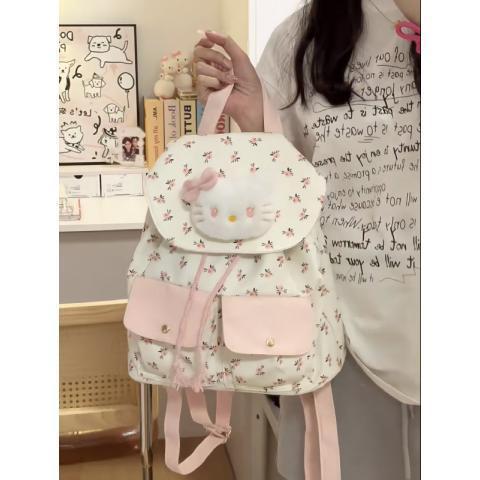 Coquette Hello Kitty Floral Charm Backpack