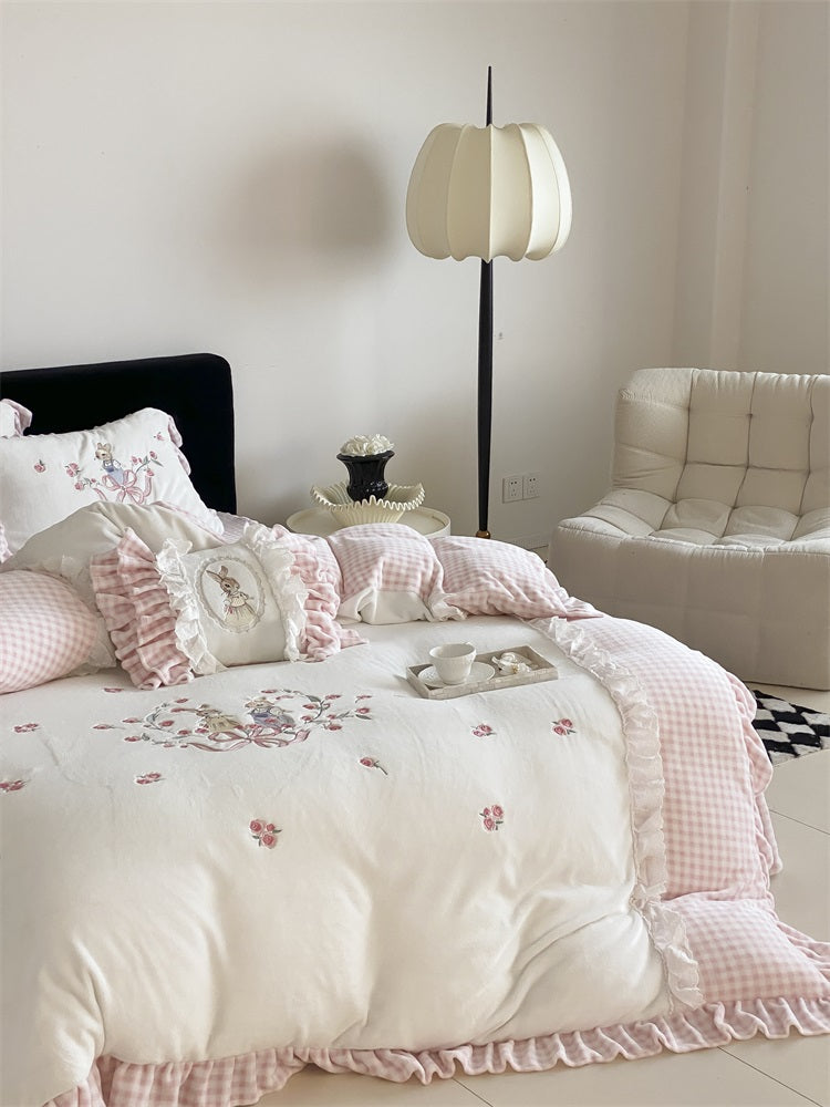 Coquette Bunny Picnic in a Rosy Garden Bedding Set 7