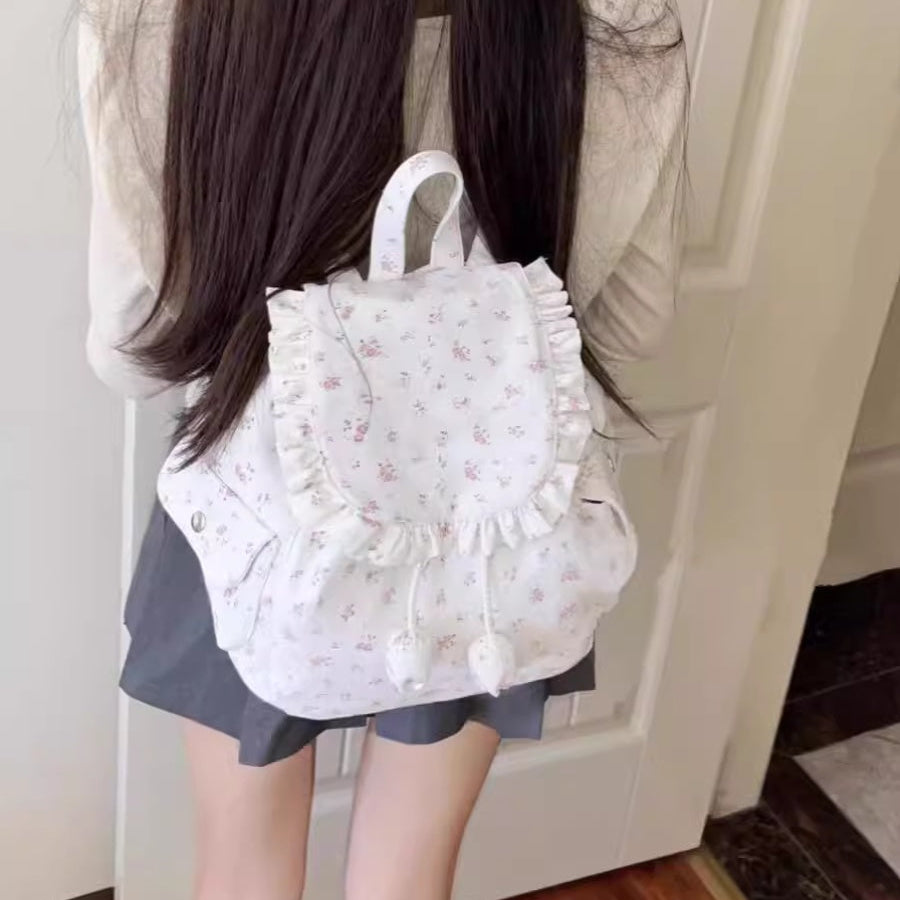 Coquette Charm of Floral Whispers and Ruffled Elegance Backpack