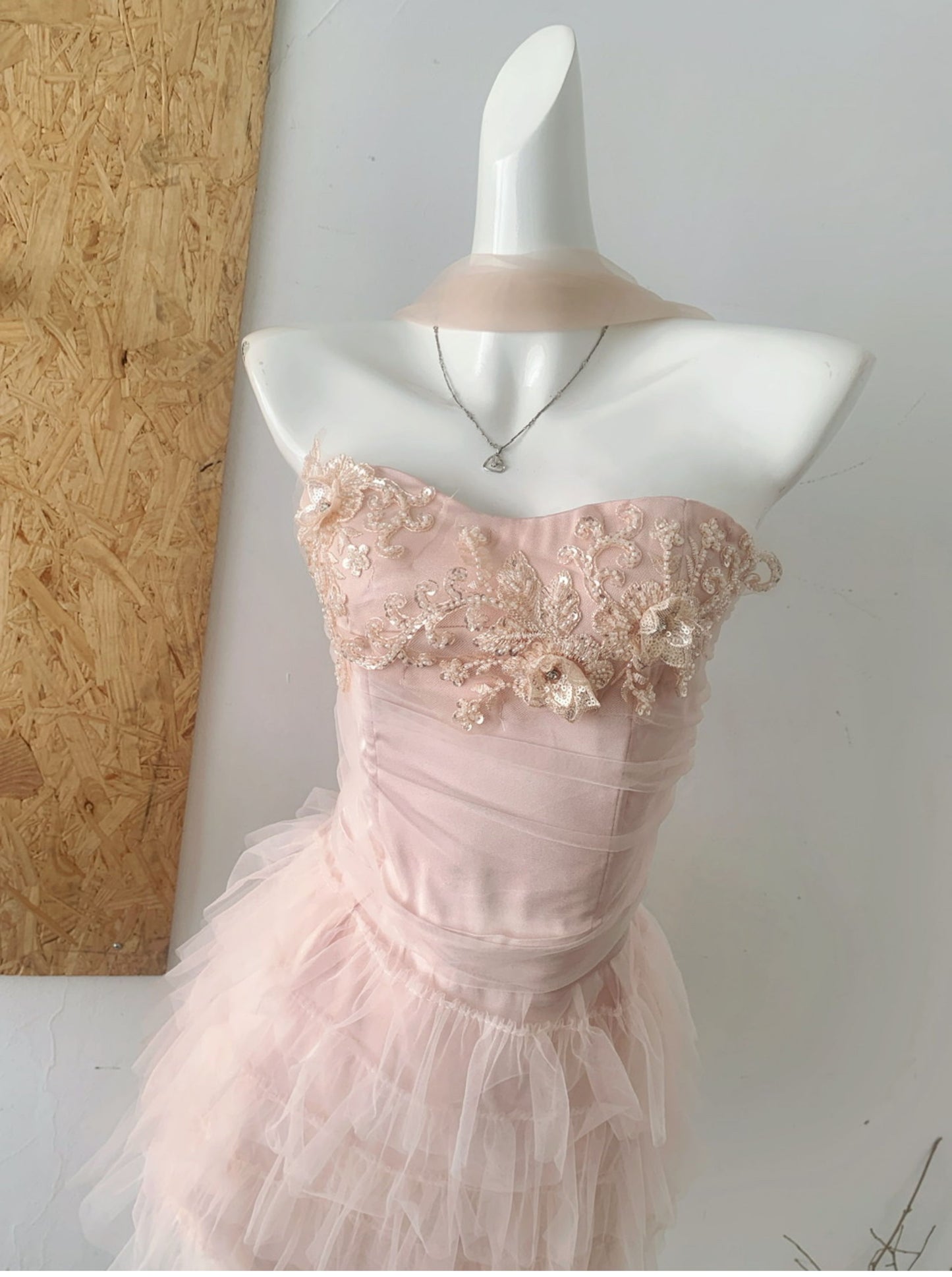 Coquette Dusk's Embrace in Soft Pink Dress 4
