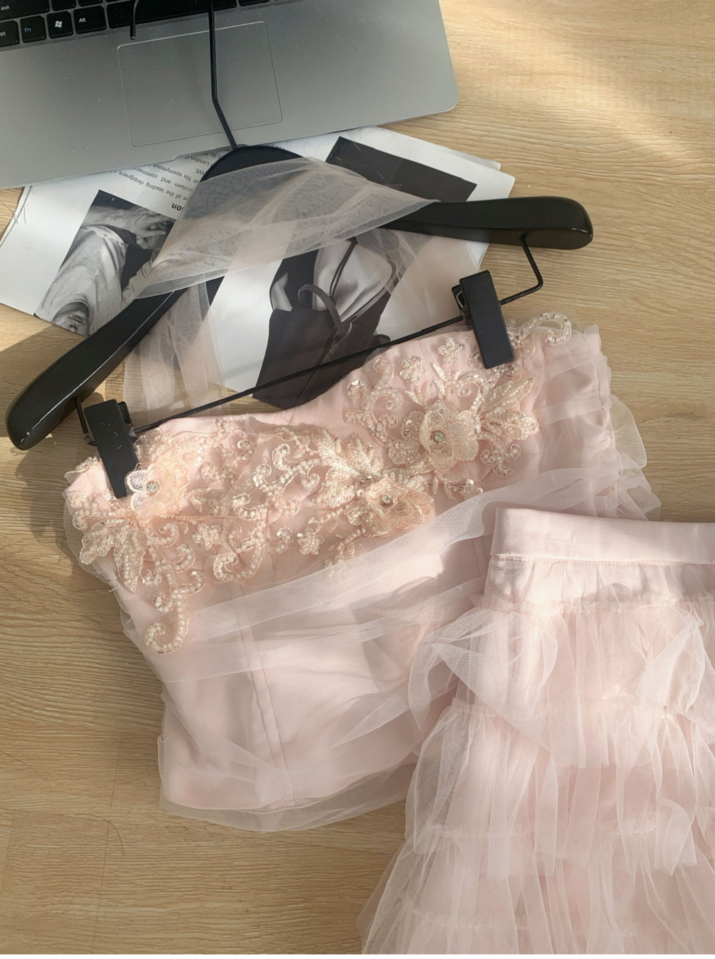 Coquette Dusk's Embrace in Soft Pink Dress 6