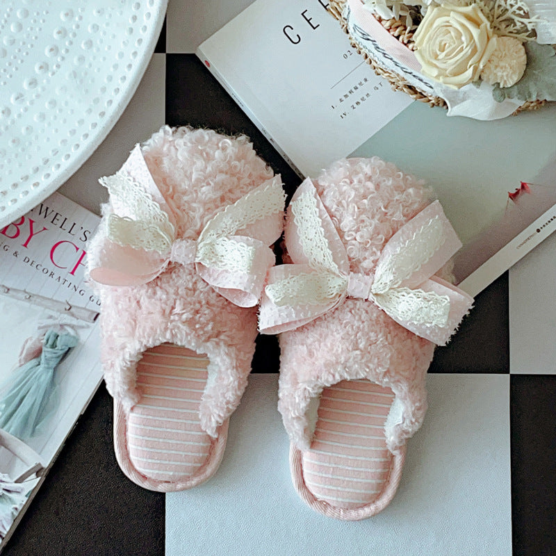 Coquette If Ribbons Dream in Lace Cotton Slippers