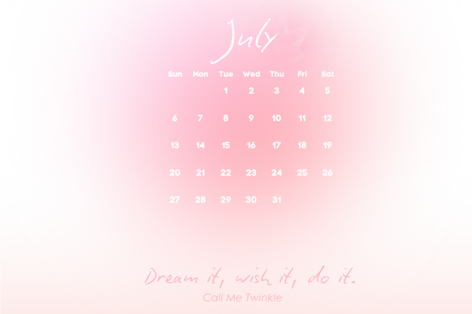 Coquette July Pink Aura Calendar Wallpaper1