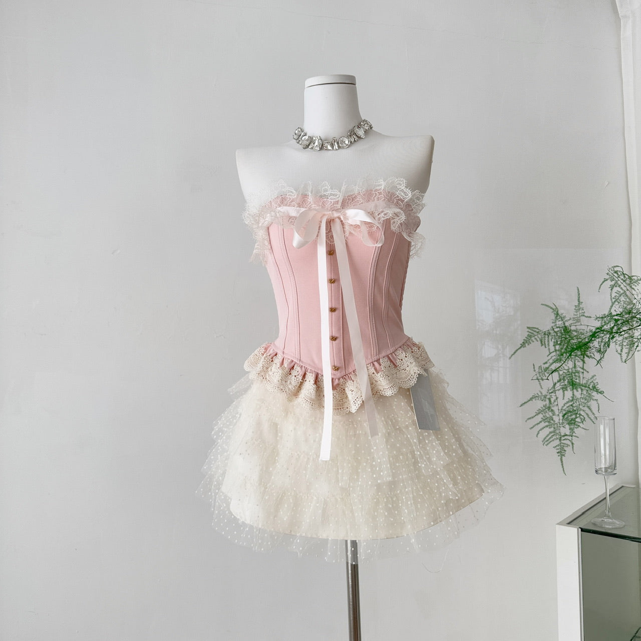 Coquette Lavender Kisses beneath Polka Dots Dress 1