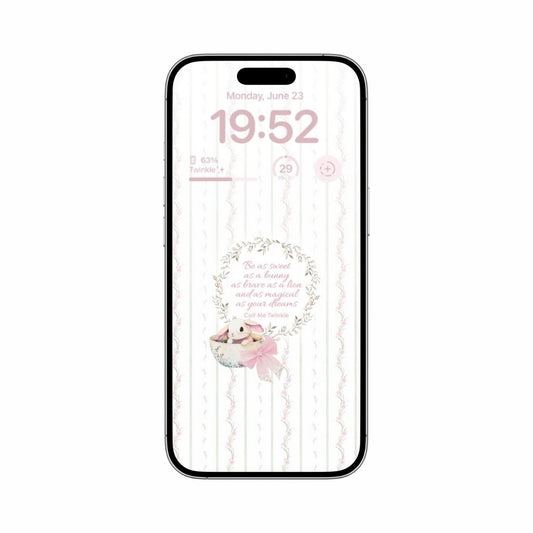 Coquette Pastel Bunny Wreath Wallpaper mockup