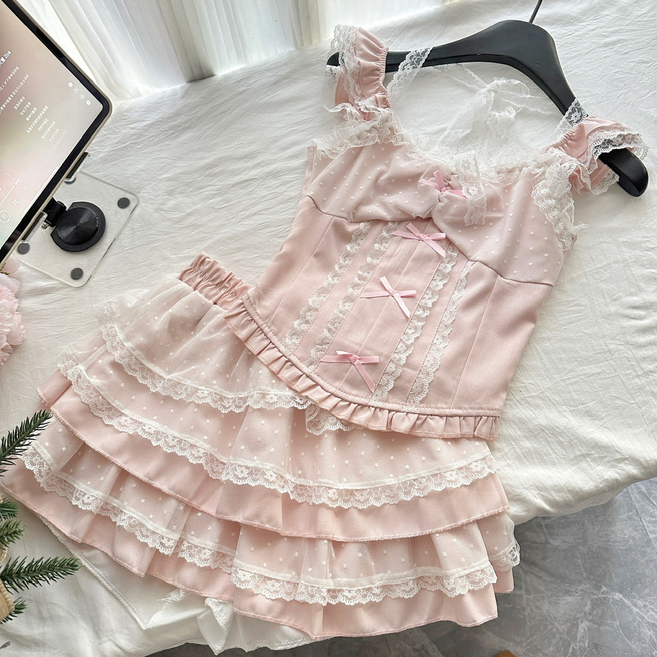 Coquette Petal Promises in Quiet Joy Top and Skirt 4