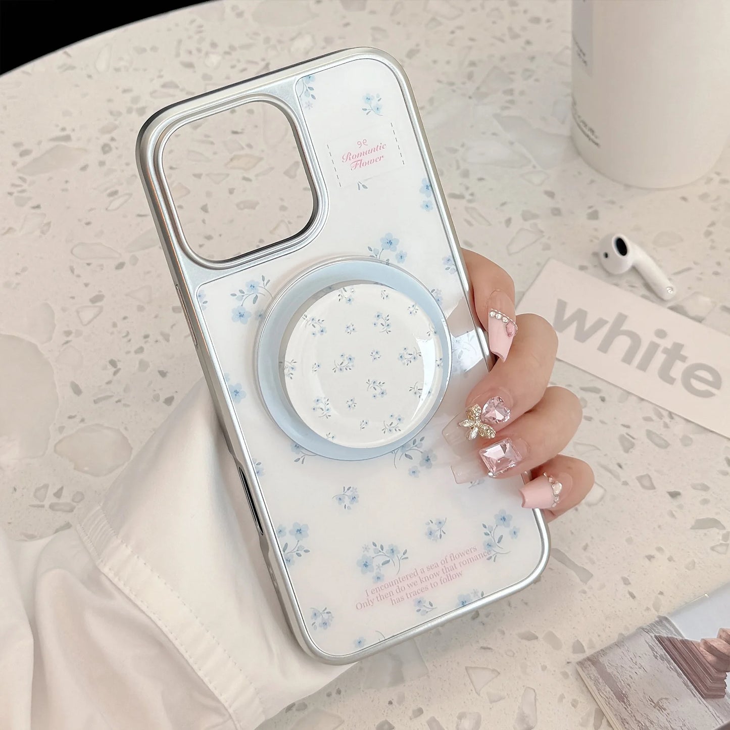 Coquette Serenity Amongst Blue Blossoms Phone Case