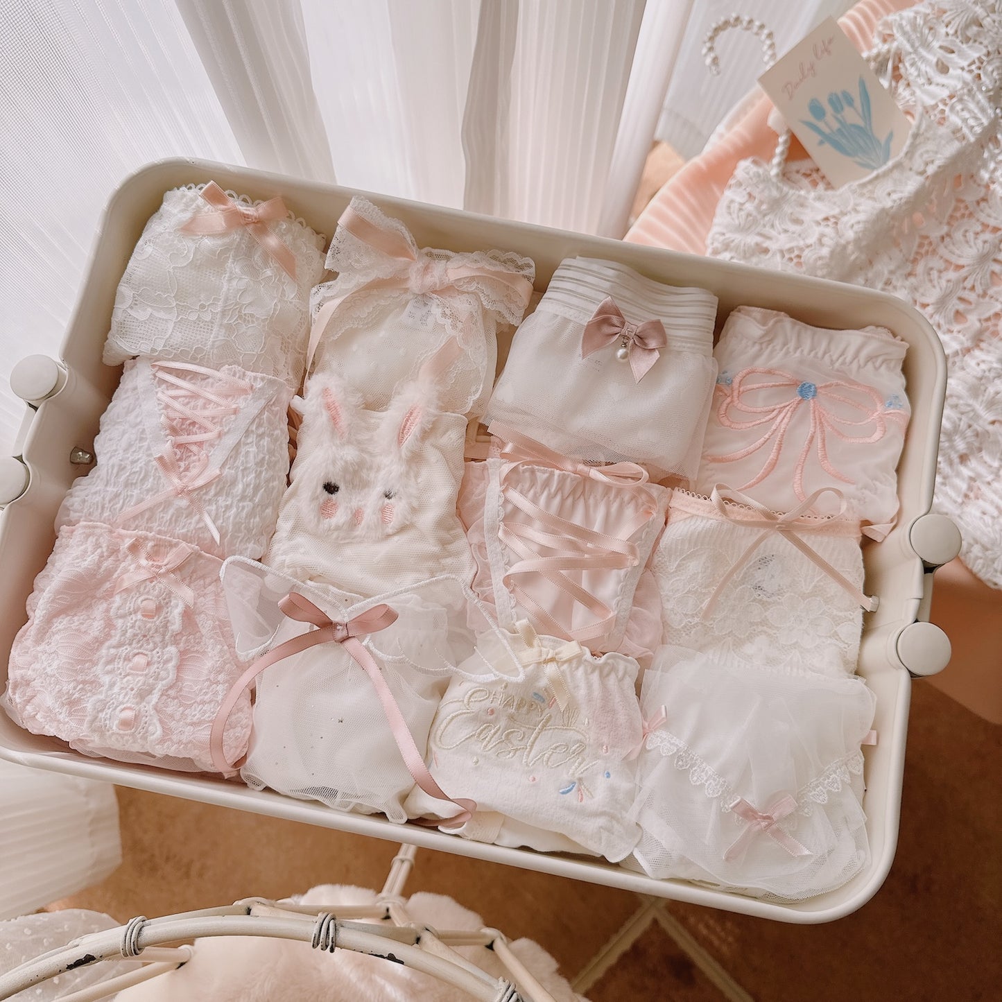 Coquette Soft Whispers and Bunny Kisses Panties Set