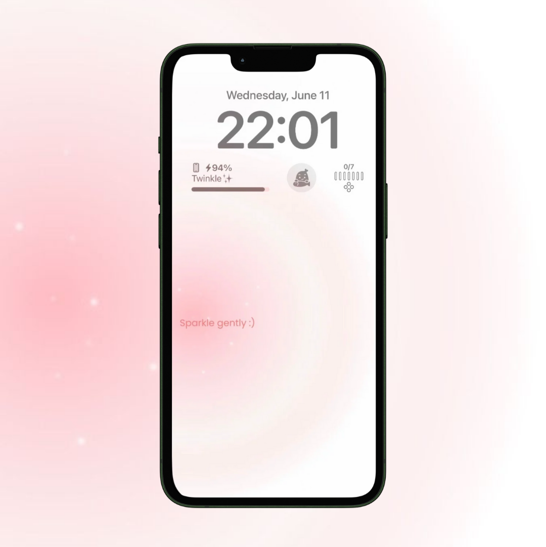 A soft pink aesthetic wallpaper featuring a gentle gradient and the inspiring phrase "Sparkle gently :)" at the bottom. This soothing design adds a delicate and calming touch to your device, perfect for those who enjoy a girly and glowing aesthetic.