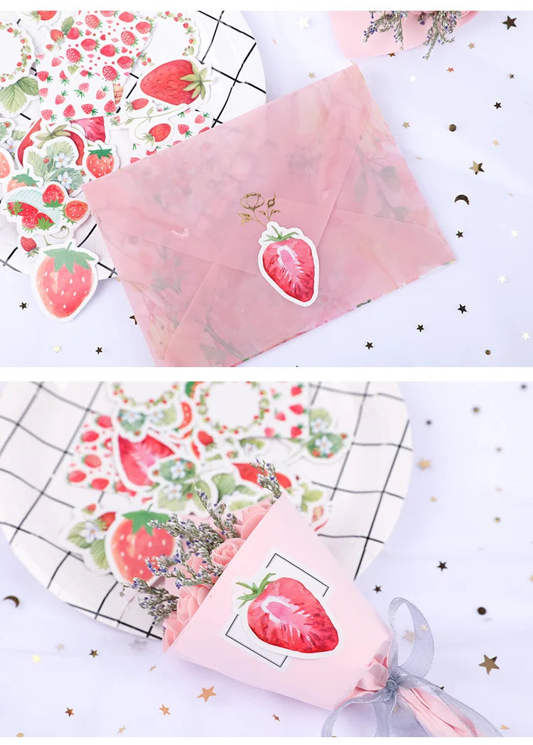 Coquette Aesthetic Strawberry Decorative Stickers Set