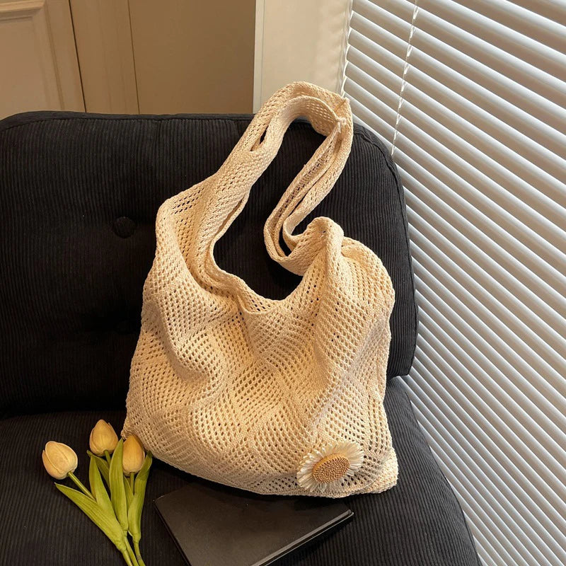 Coquette Crochet Flower Tote Bag