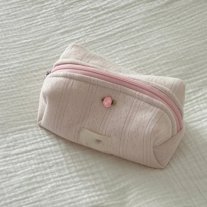 Elegant White Makeup Case with Floral Design