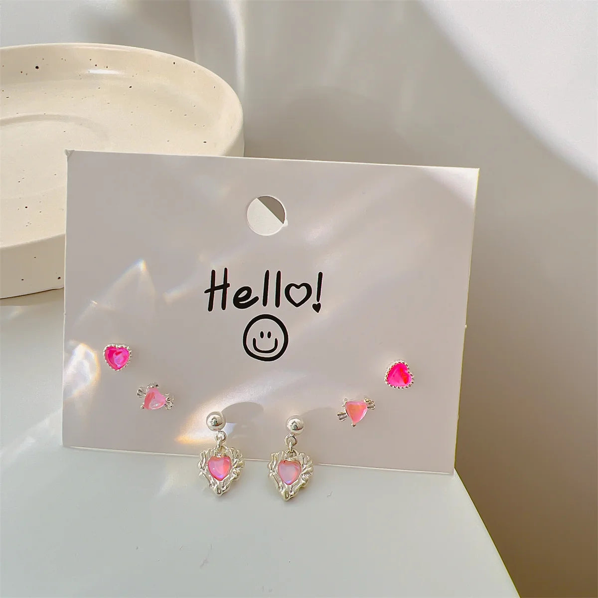 Adorable Coquette Pink Heart Earrings