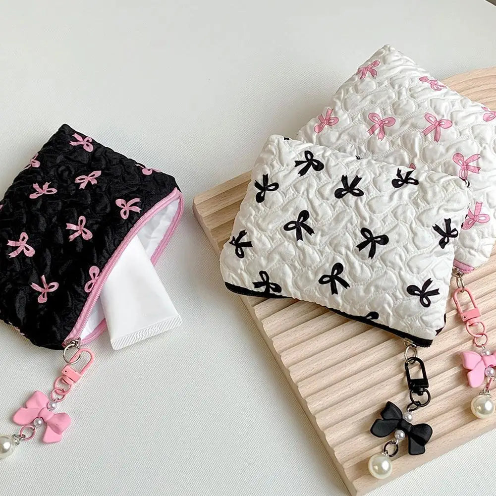 Coquette Darling Bow Design Makeup Bag