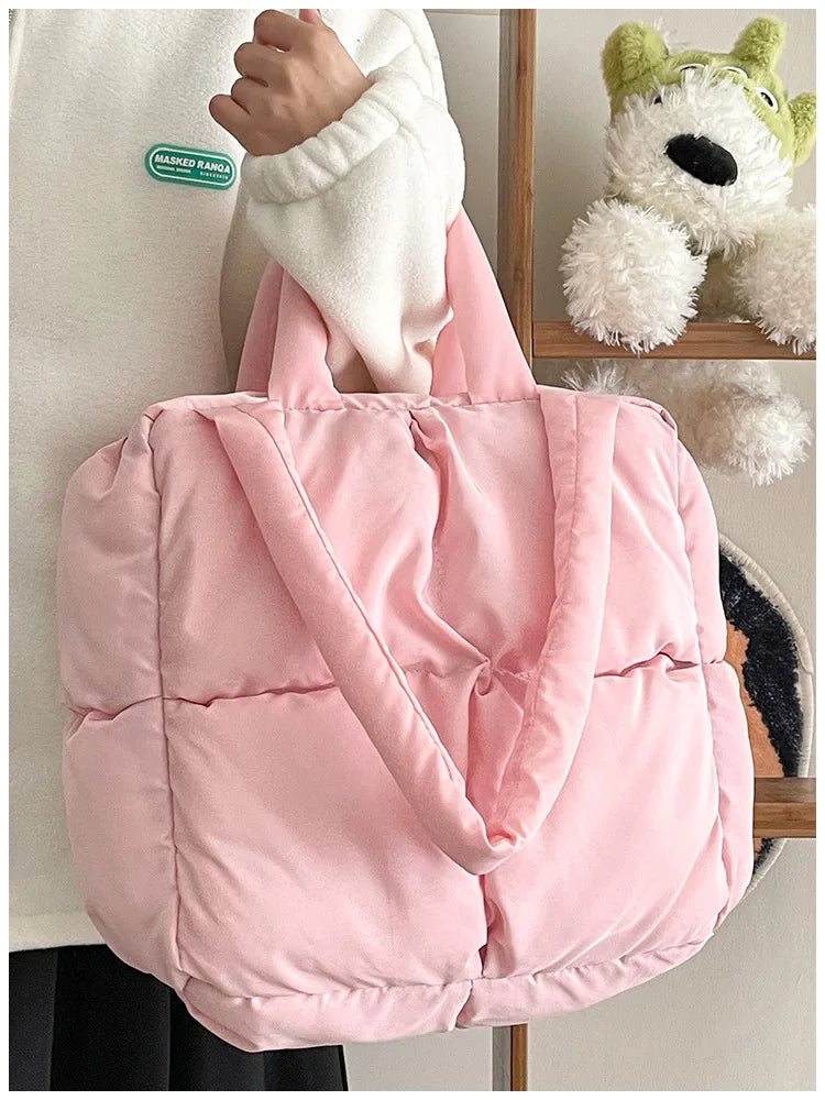 Women’s Retro Quilted Shoulder Bag Soft Tote Handbags