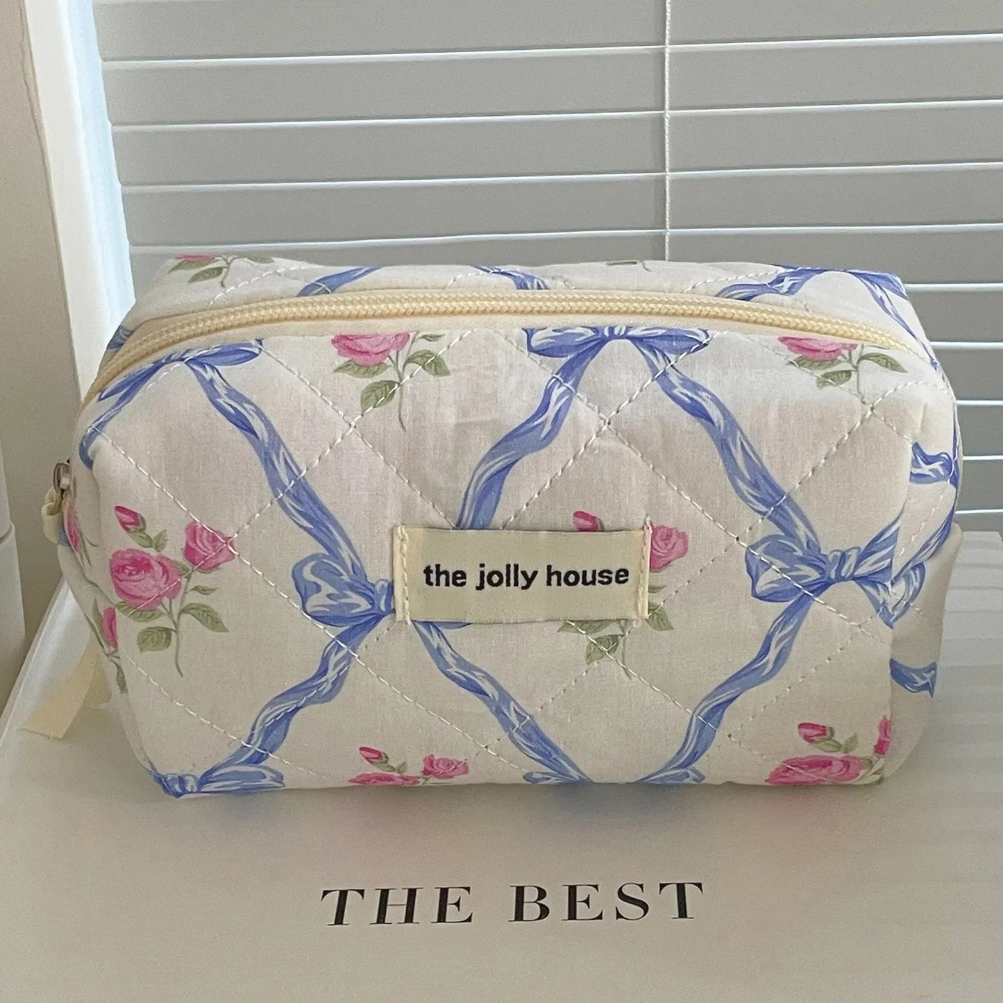 Coquette Large Capacity Floral Quilted Makeup Bag