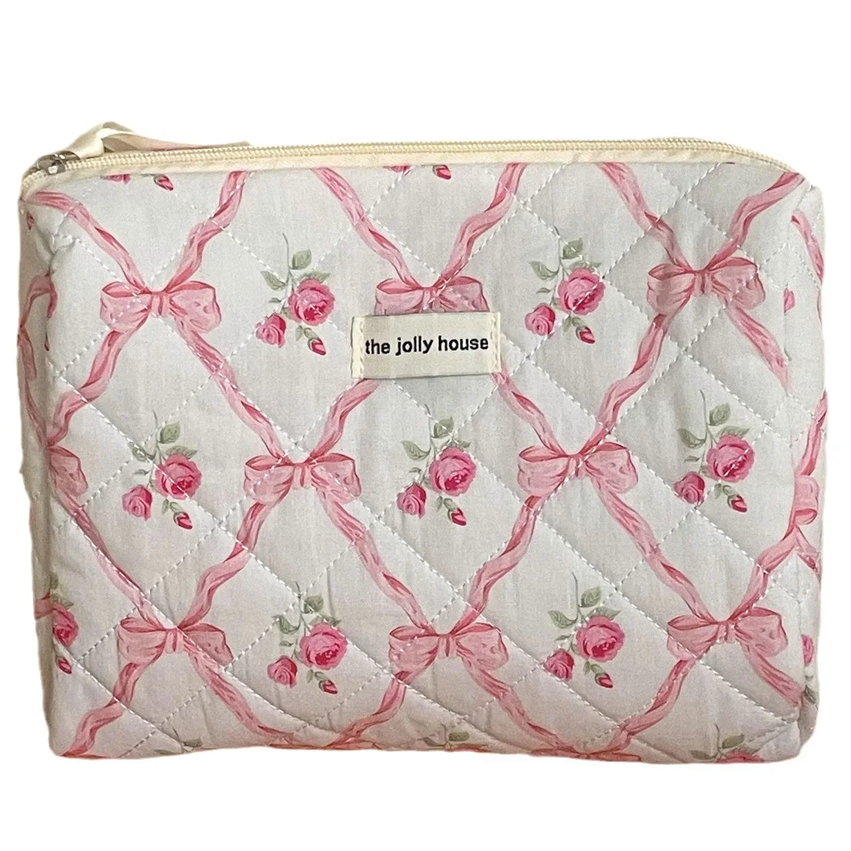 Coquette Large Capacity Floral Quilted Makeup Bag