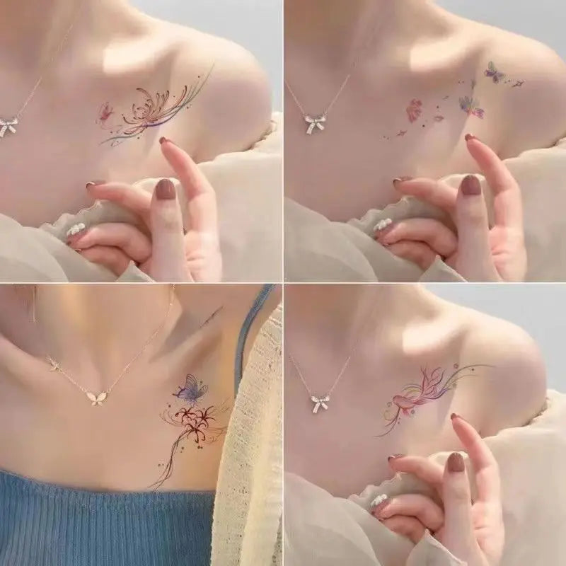 Coquette Floral and Butterfly Temporary Tattoo Set