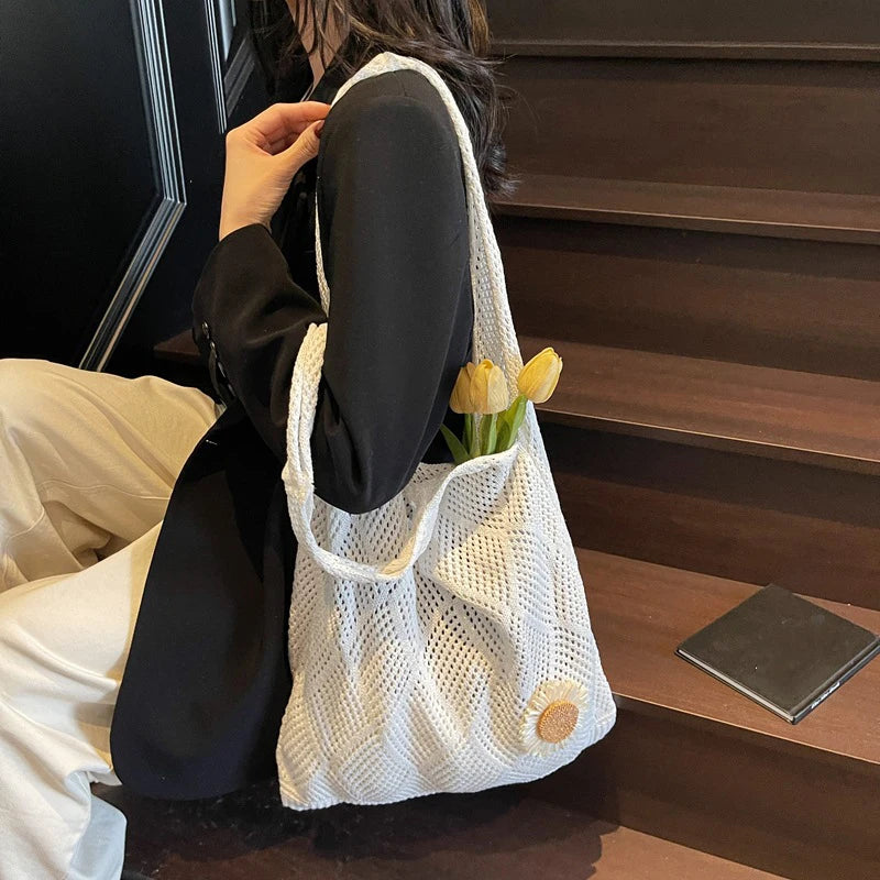 Coquette Crochet Flower Tote Bag