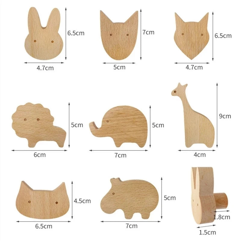 Cute Animal Wooden Hooks for Room Decor