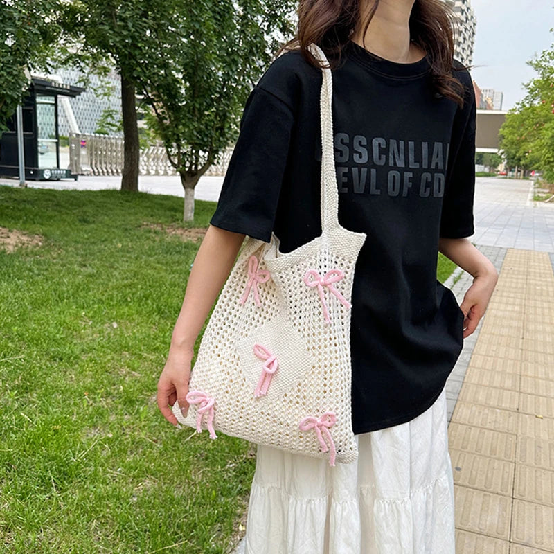 Fashionable Large Capacity Crochet Beach Tote Bag for Women